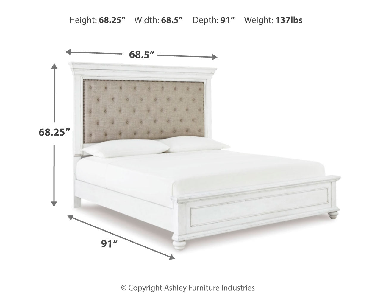 Kanwyn Queen Upholstered Panel Bed, Dresser, Mirror, and Nightstand