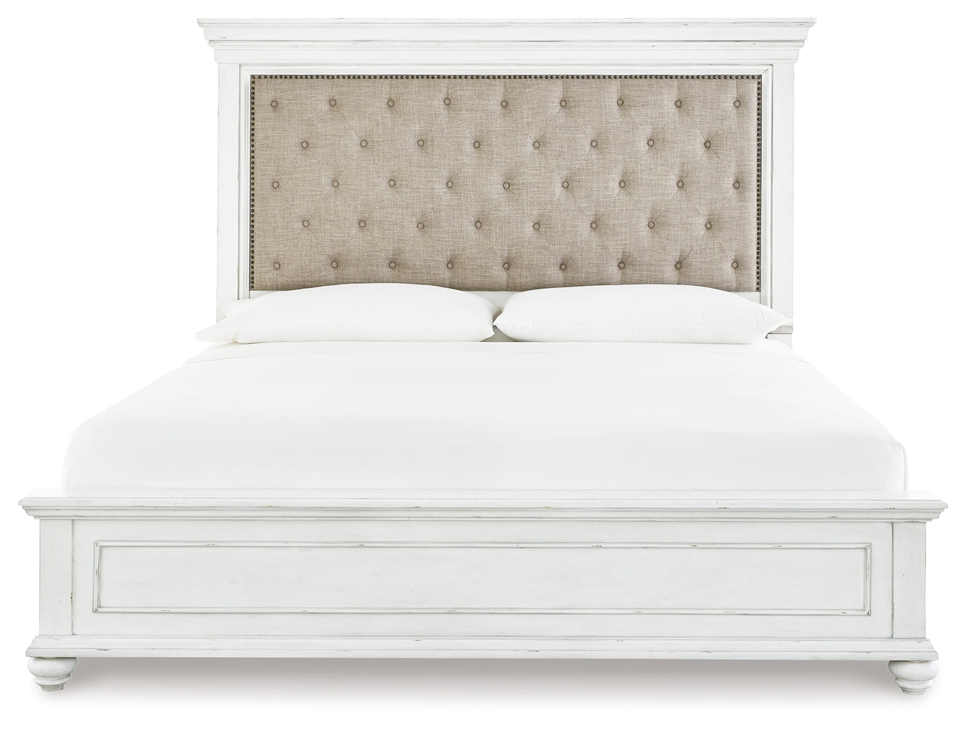 Kanwyn Queen Upholstered Panel Bed, Dresser, Mirror, and Nightstand