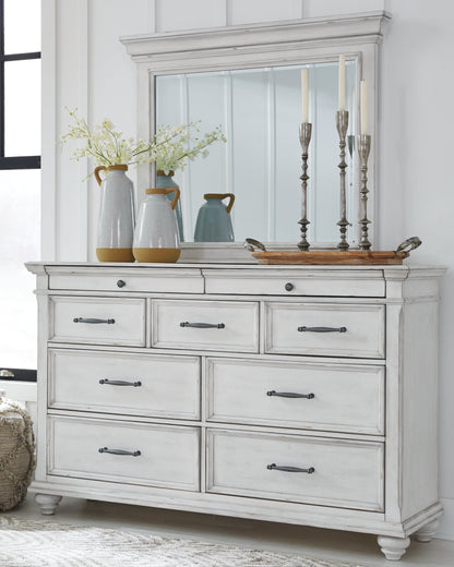 Kanwyn King Panel Bed, Dresser, Mirror, Chest and 2 Nightstands