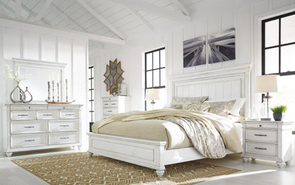 Kanwyn King Panel Bed, Dresser, Mirror, Chest and 2 Nightstands