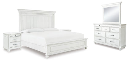 Kanwyn King Panel Bed, Dresser, Mirror and 2 Nightstands