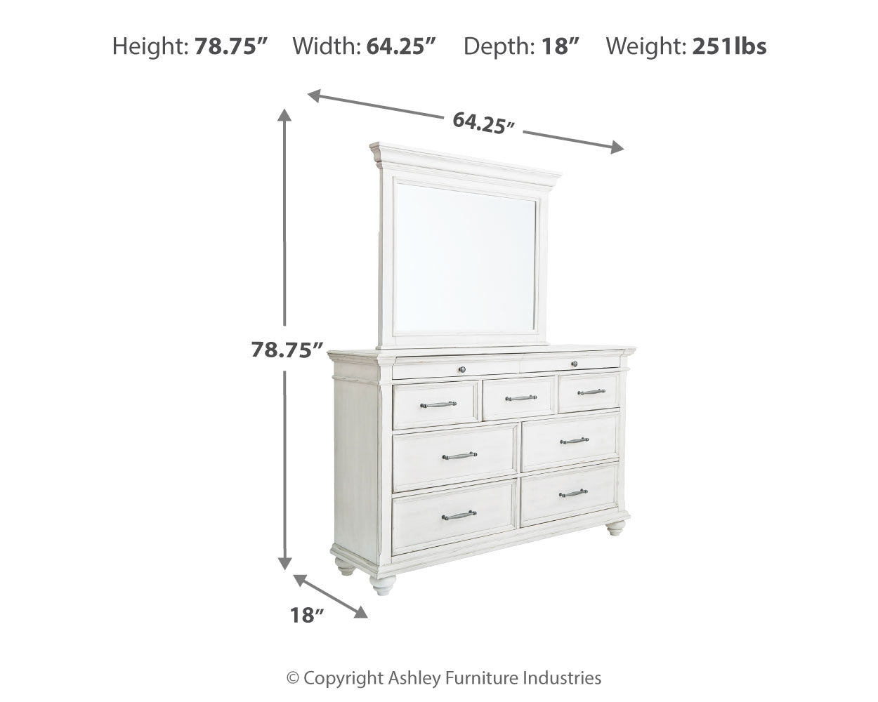 Kanwyn Queen Bed with Mirrored Dresser