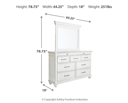 Kanwyn Queen Upholstered Panel Bed, Dresser, Mirror, and Nightstand