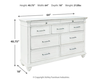 Kanwyn Queen Upholstered Panel Bed, Dresser, and Nightstand