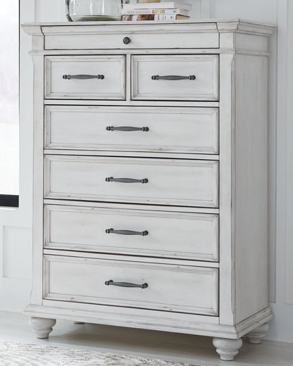 Kanwyn King Panel Bed, Dresser, Mirror, Chest and 2 Nightstands