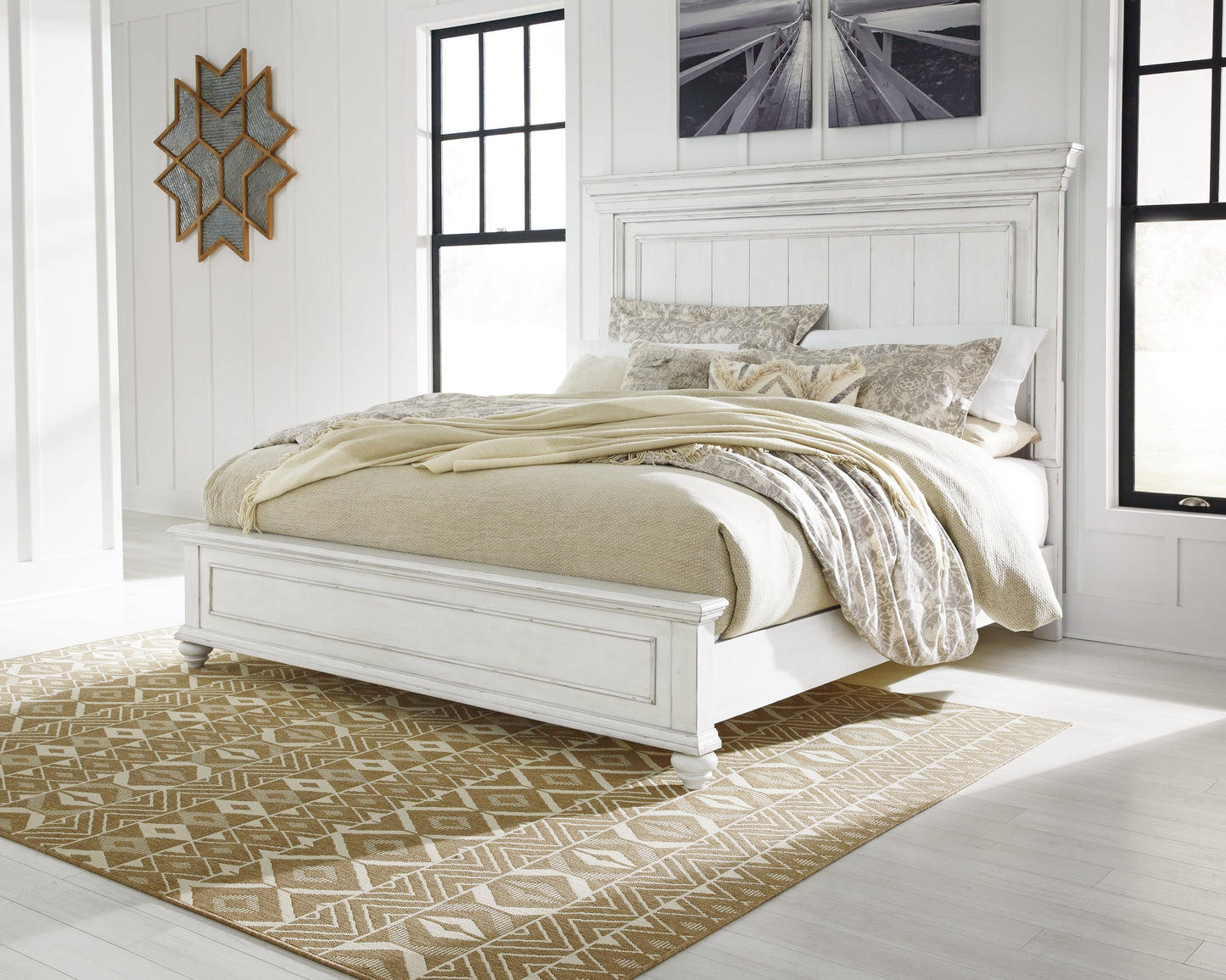 Kanwyn King Panel Bed, Dresser, Mirror and Nightstand