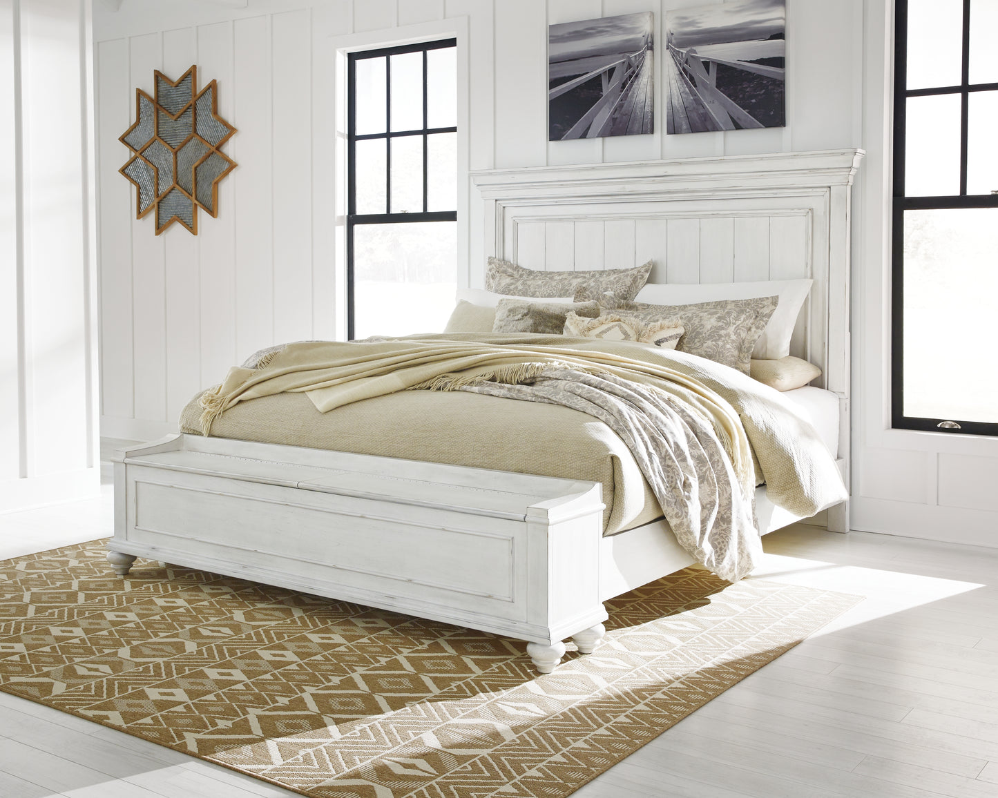 Kanwyn Queen Panel Storage Bed, Dresser, Mirror and Nightstand