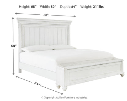 Kanwyn King Panel Bed with Storage, Dresser and Mirror