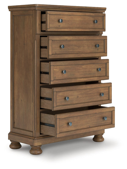 Feddinger King Panel Storage Bed, Dresser, Mirror, Chest and Nightstand