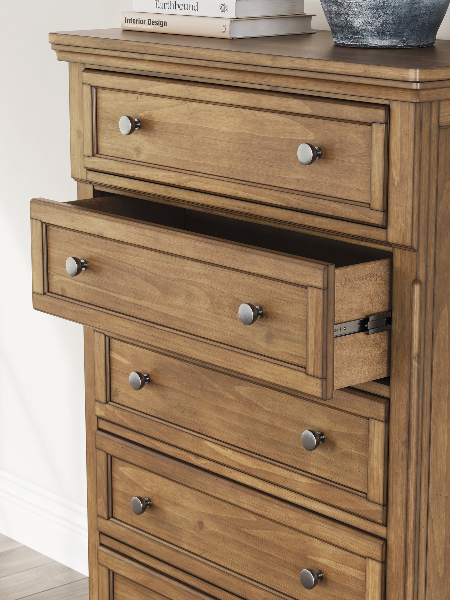 Feddinger King Panel Storage Bed, Dresser, Mirror, Chest and Nightstand