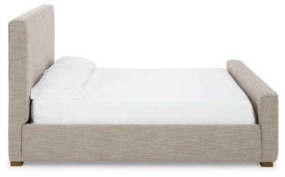 Dakmore King Upholstered Bed, Dresser and Mirror