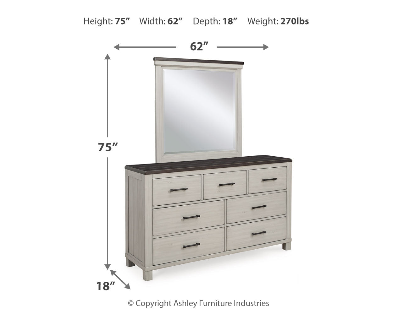 Darborn Queen Panel Bed, Dresser and Mirror