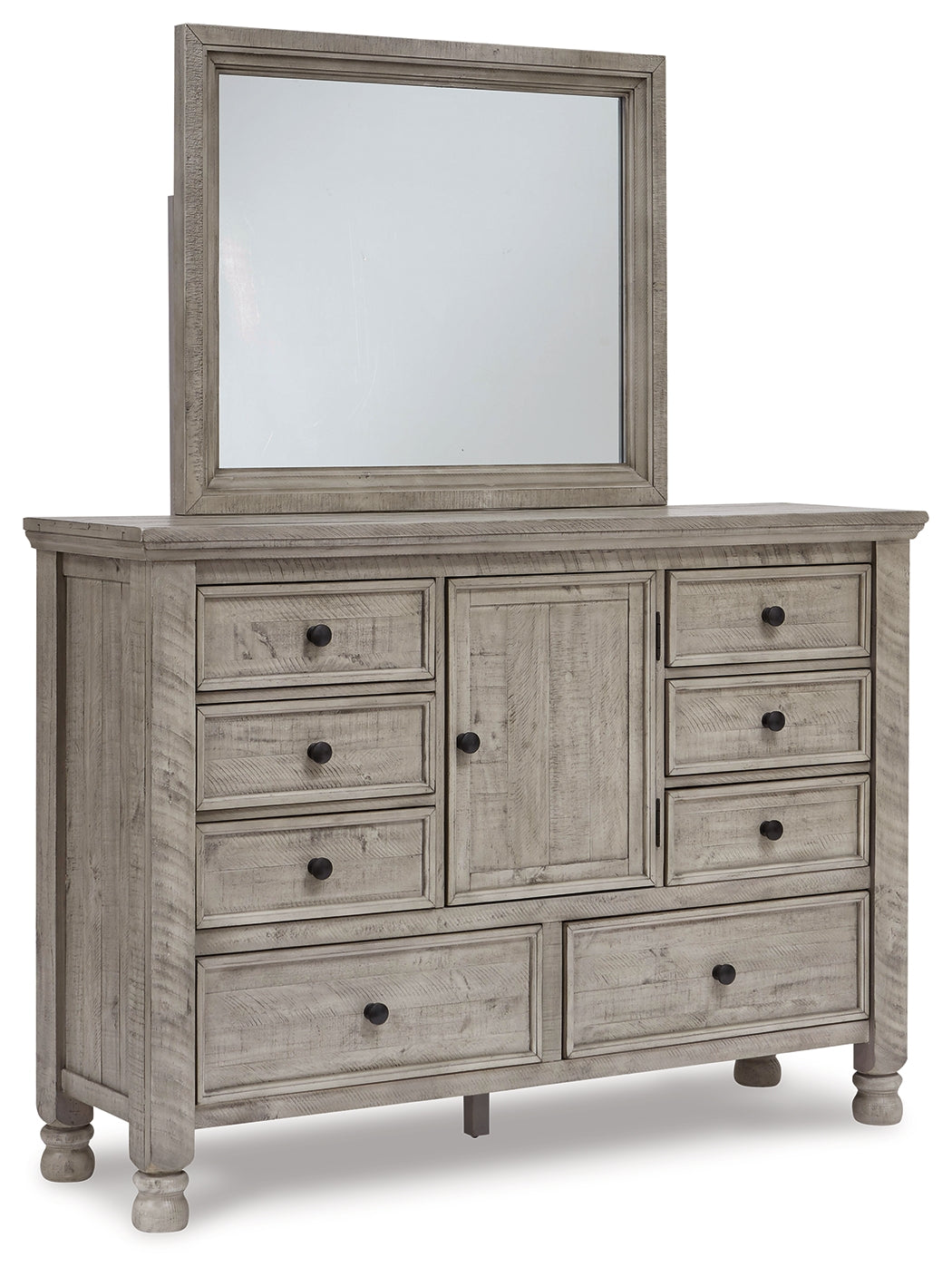 Harrastone California King Panel Bed, Dresser and Mirror