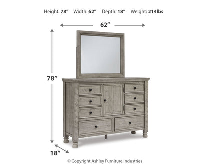 Harrastone California King Panel Bed, Dresser and Mirror