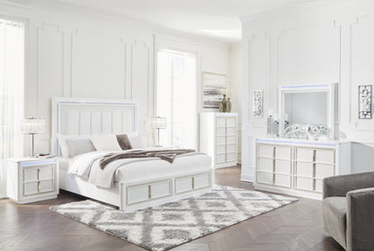 Chalanna Queen Upholstered Storage Bed, Dresser and Mirror