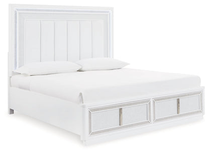 Chalanna Queen Upholstered Storage Bed, Dresser and Mirror