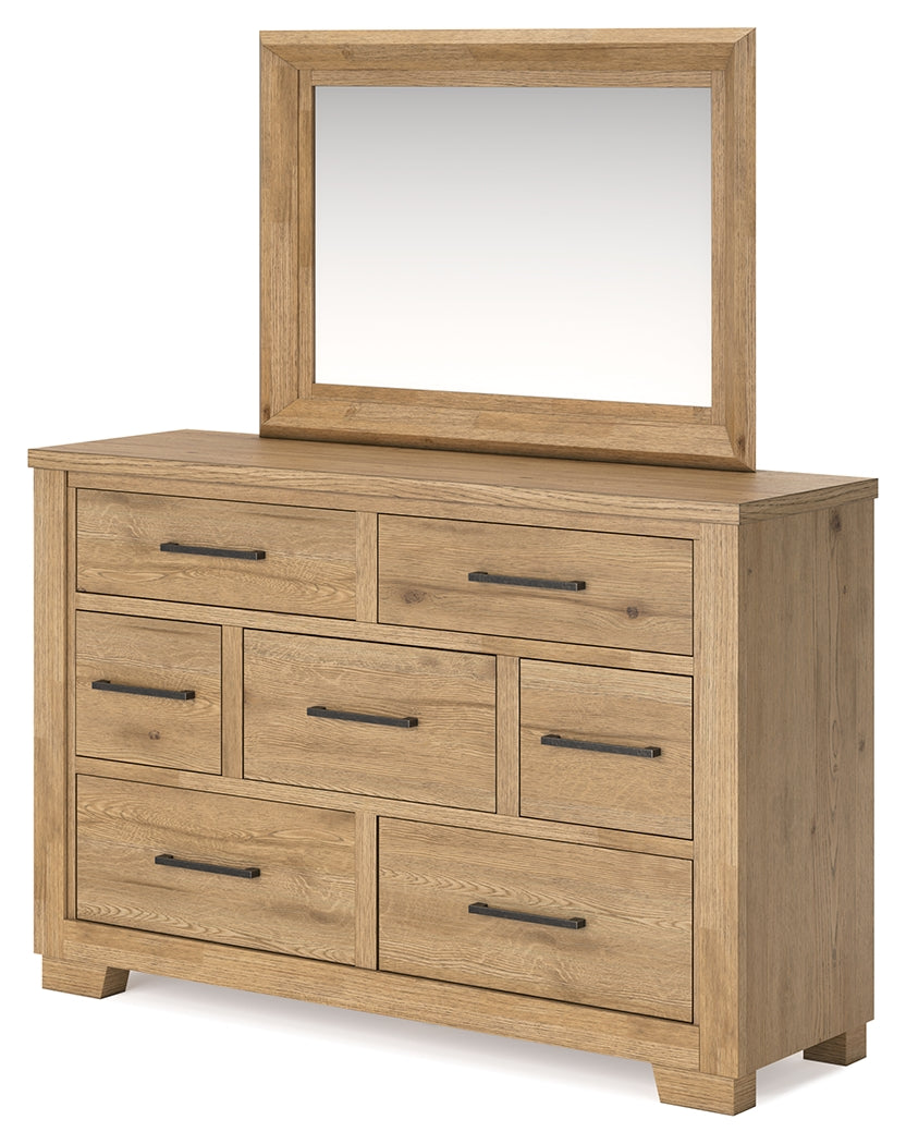 Galliden King Panel Bed, Dresser and Mirror