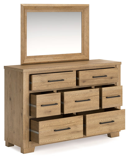 Galliden California King Panel Bed, Dresser and Mirror