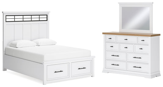 Ashbryn Queen Panel Storage Bed, Dresser and Mirror