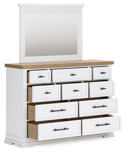 Ashbryn California King Panel Storage Bed, Dresser and Mirror