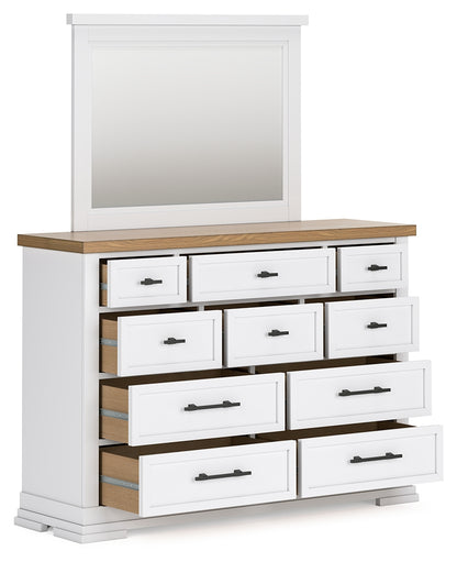 Ashbryn California King Panel Storage Bed, Dresser and Mirror