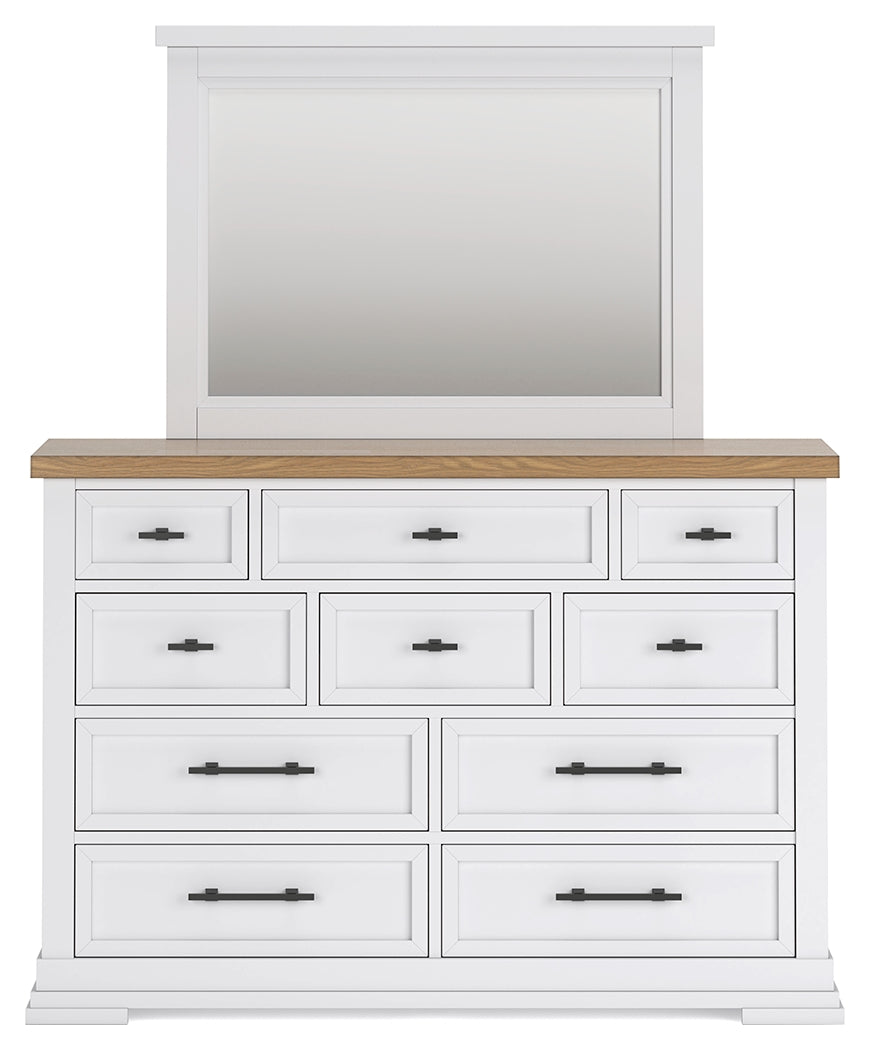 Ashbryn California King Panel Storage Bed, Dresser and Mirror