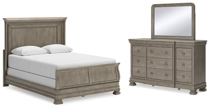 Lexorne Queen Sleigh Bed, Dresser and Mirror