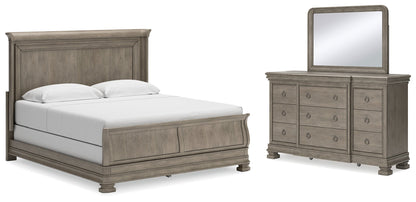 Lexorne King Sleigh Bed, Dresser and Mirror