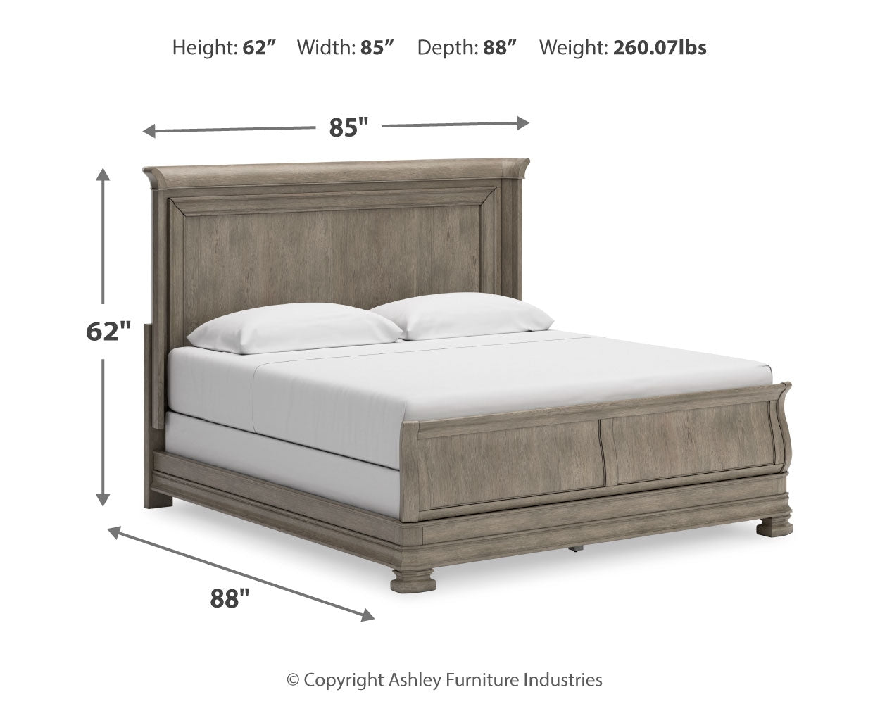 Lexorne King Sleigh Bed, Dresser and Mirror