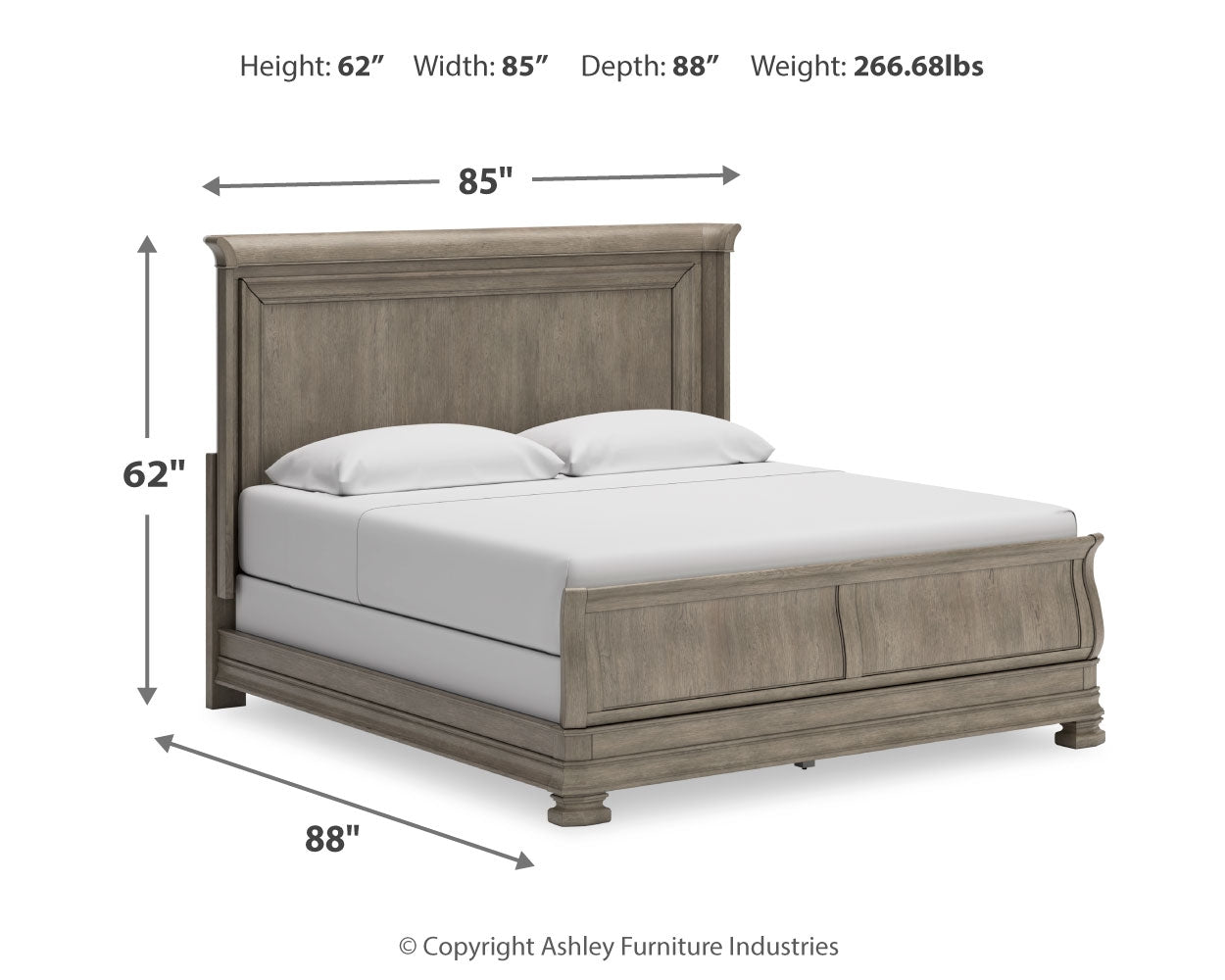 Lexorne California King Sleigh Bed, Dresser and Mirror