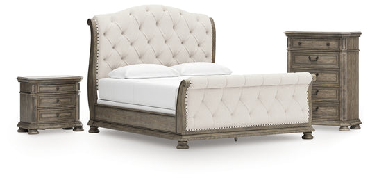 Ardenfield California King Sleigh Bed, Chest and Nightstand