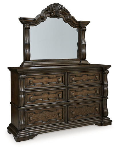 Maylee California King Upholstered Bed, Dresser and Mirror