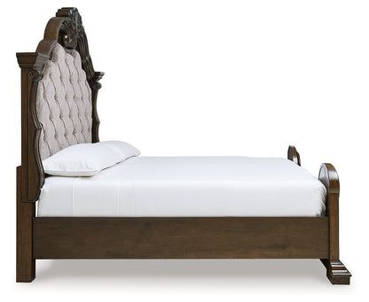 Maylee King Upholstered Bed, Dresser and Mirror