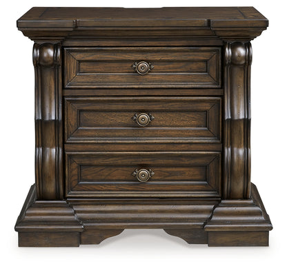 Maylee Queen Upholstered Panel Bed, Dresser, Mirror and Nightstand
