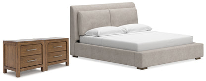 Cabalynn King Upholstered Bed and 2 Nightstands