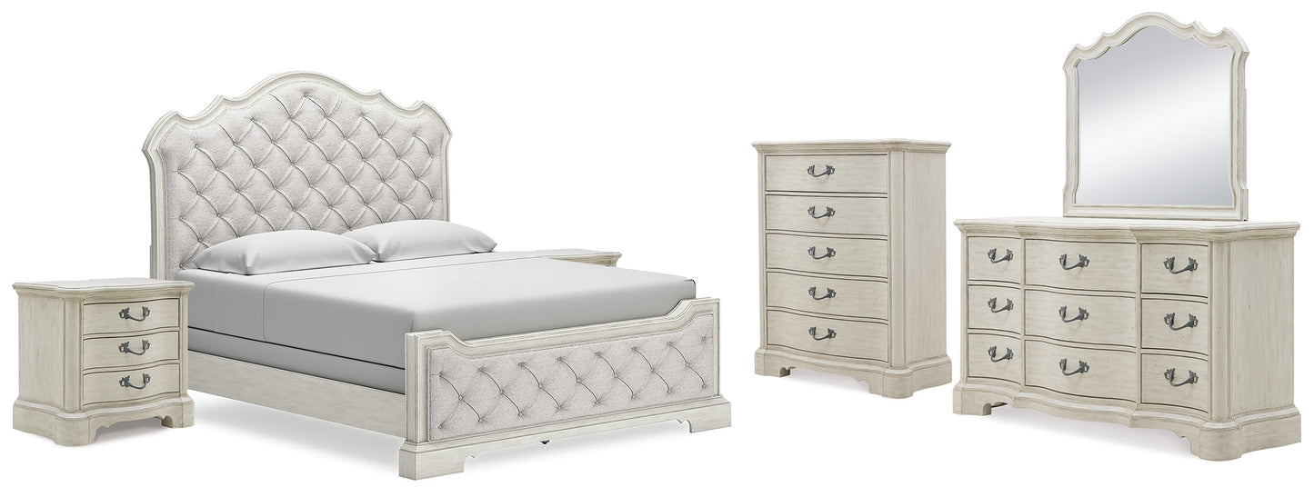 Arlendyne King Panel Bed, Dresser, Mirror, Chest and 2 Nightstands