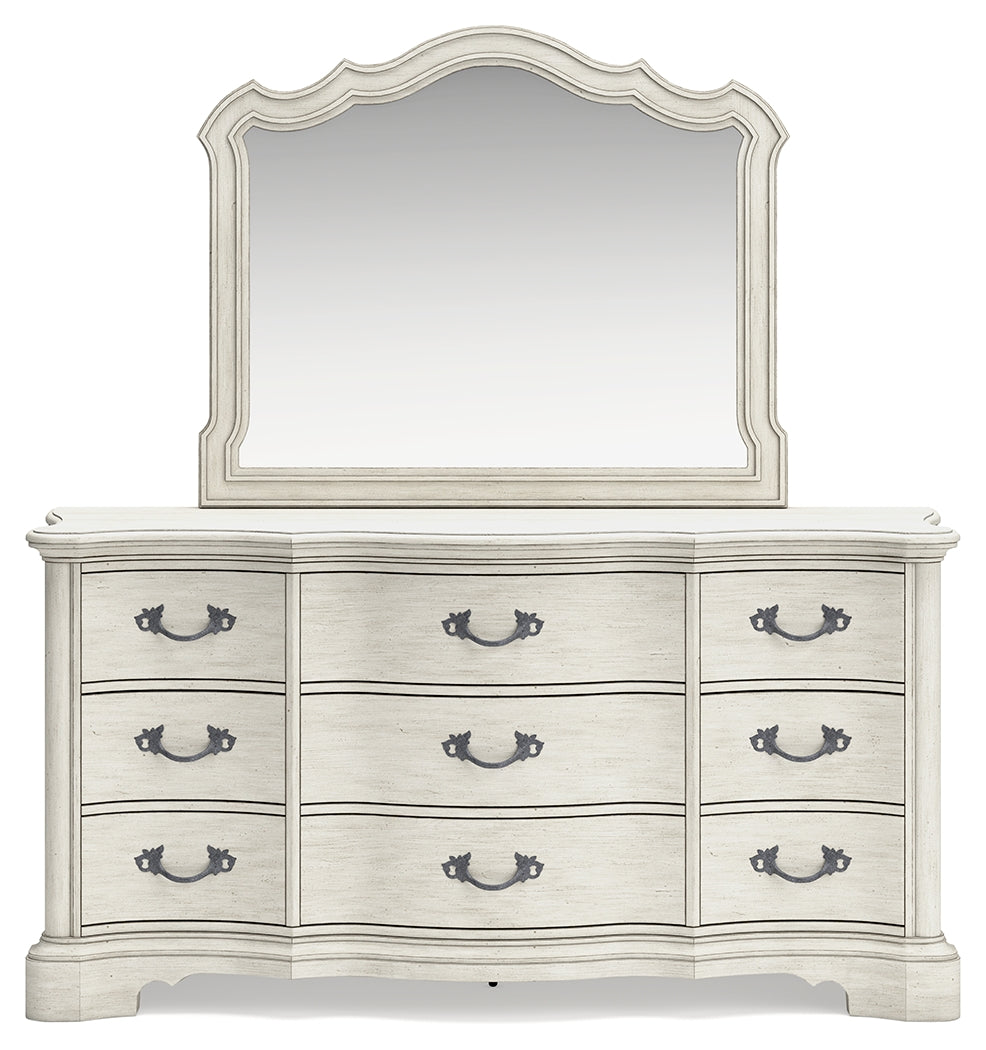 Arlendyne King Upholstered Bed, Dresser and Mirror