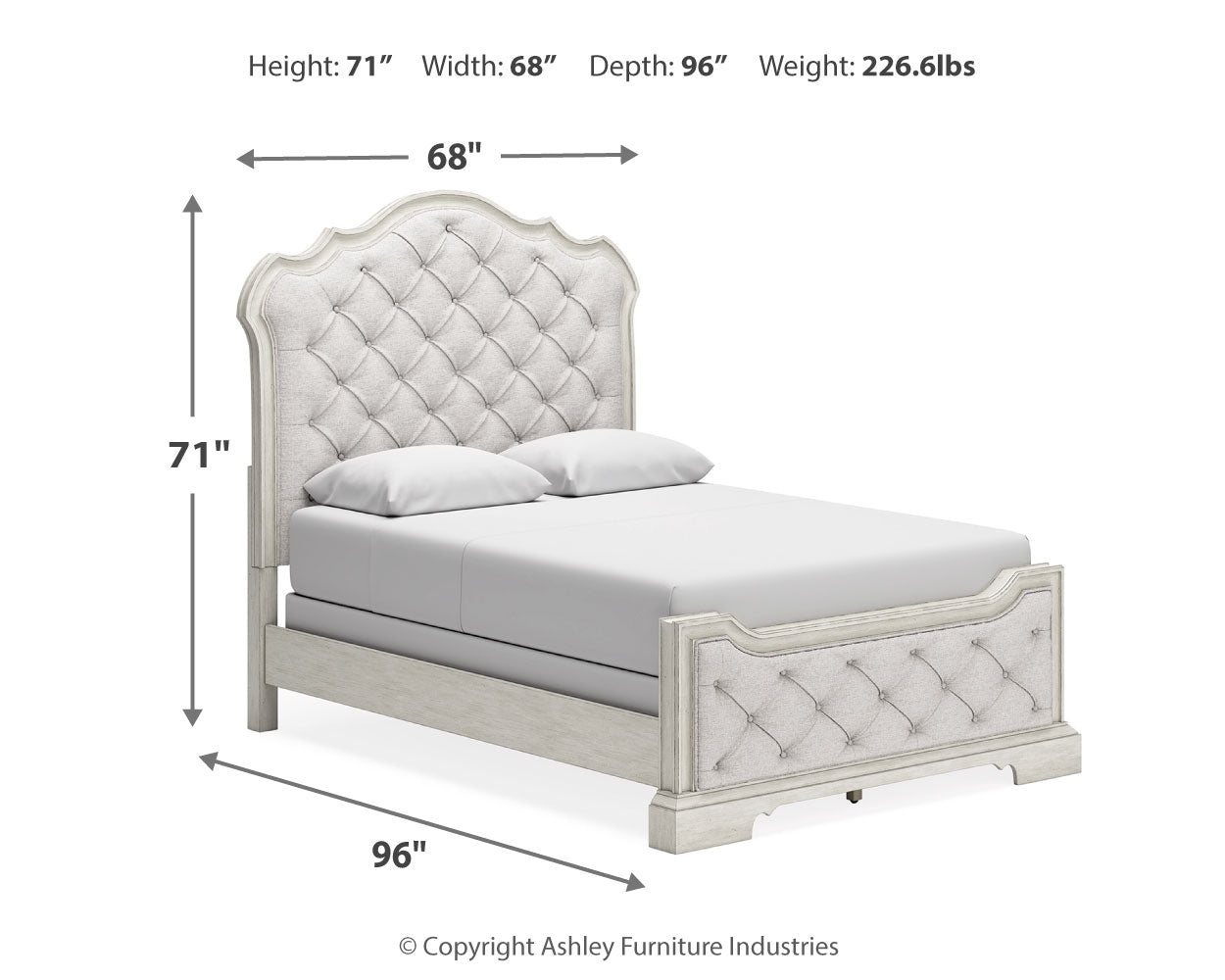 Arlendyne Queen Upholstered Bed, Dresser and Mirror