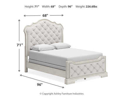 Arlendyne Queen Upholstered Bed, Dresser and Mirror