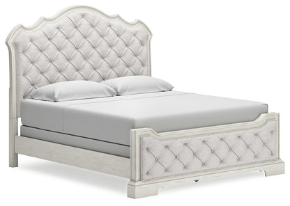 Arlendyne California King Upholstered Bed, Dresser and Mirror