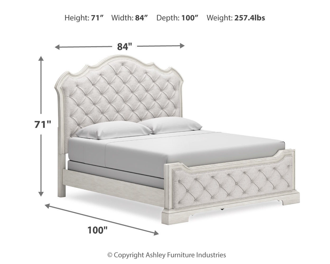 Arlendyne California King Upholstered Bed, Dresser and Mirror