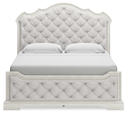 Arlendyne California King Upholstered Bed, Dresser and Mirror