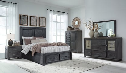 Foyland Queen Storage Bed, Dresser, Mirror and Nightstand