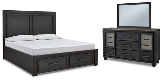 Foyland Queen Panel Storage Bed, Dresser and Mirror