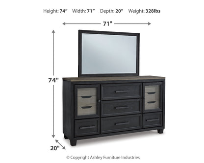 Foyland King Panel Storage Bed, Dresser and Mirror