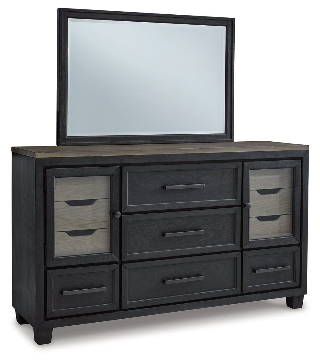 Foyland King Panel Storage Bed, Dresser and Mirror