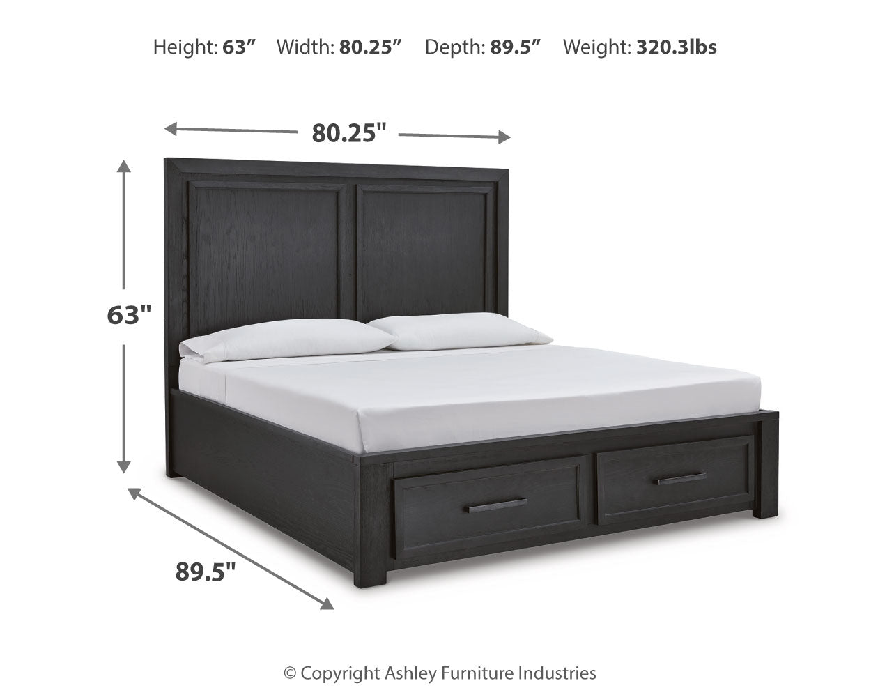 Foyland Cal King Panel Storage Bed, Dresser, Mirror, Chest and Nightstand