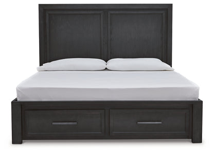 Foyland King Panel Storage Bed and 2 Chests