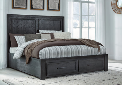 Foyland California King Panel Storage Bed, Dresser and Mirror