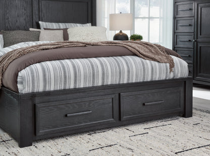 Foyland California King Panel Storage Bed, Dresser and Mirror